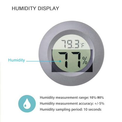 2-Pack Mini Hygrometer Thermometer Meter Digital LCD Indoor Room Monitor | 3D Printers Round Humidity Temperature Gauge for Guitar Case Greenhouse Reptile Incubator (Fahrenheit or Celsius Display)