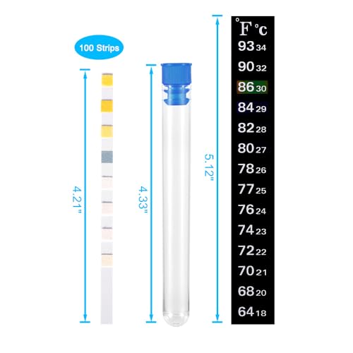 DaToo 8 in 1 Aquarium Test Kit Fish Tank Test Strips Accurate Water Quality Testing Strips for Ammonia PH Total Alkalinity Carbonate Hardness Free Chlorine Nitrate Nitrite Temperature (100 Strips) - size: 100 Strips