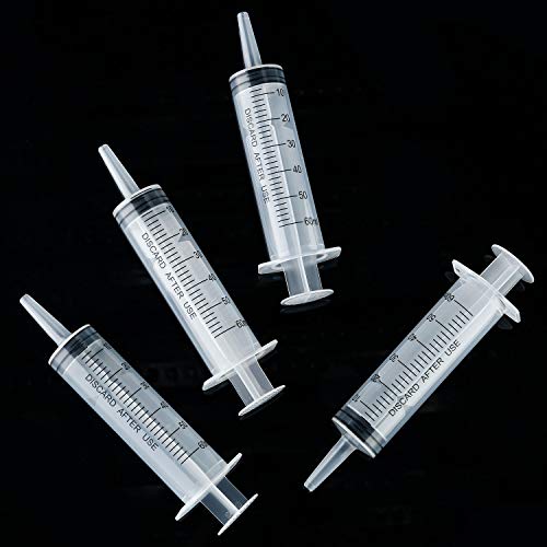 Boao 10 Pack Plastic Syringe Liquid Measuring Syringes Without Needle for Epoxy Resin, Craft, Scientific Labs, Feeding Pets Animals, Oil or Glue Applicator (60 ML) - size: 60 ML