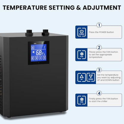 79 Gal Aquarium Chiller, 1/3 HP Fish Tank Water Chiller, Hydroponic Water Chiller with Touch Screen, Hydroponics System Axolotl Jellyfish Coral Reef 300L