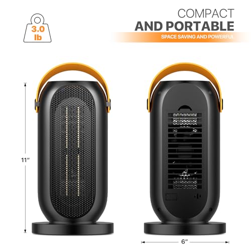 Magshion Portable Electric Heater Small Mini Heaters Indoor Use, 3 Modes Thermostat, 12h Timer Portable Personal Heater PTC Rapid Heater Quick Safety Heating for Office Room Desk Home - size: Round - 1200W - Button