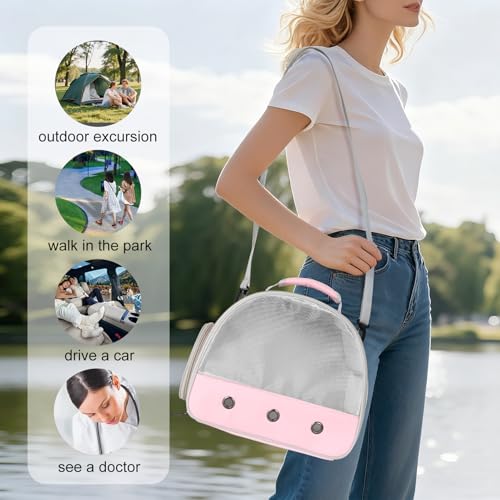 Ventilation Carrier for Bearded Dragon,Guinea Pig Carrier,Guinea Pig Carrier for 2,Reptile Travel Carrier for Lizards Sugar Glider Hedgehog Rat Parrot Birds,Airline Approved Pink - color: Pink