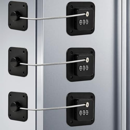 3 Pack Fridge Lock for Kids, Traceless Refrigerator Lock for Adults | Child Proof Cabinet Locks Baby Proofing, Drawer Freezer Locks for Fridge Refrigerator (Black)