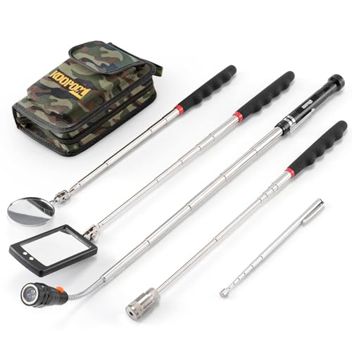 Telescoping Magnetic Pickup Tool Set, Inspection Mirror Telescoping, LED Flashlight, Cool Gadgets for Men, Stocking Stuffers, Gifts for Dad, Husband, Kids, Boyfriend, Magnet Stick (Camo) - color: Camouflage