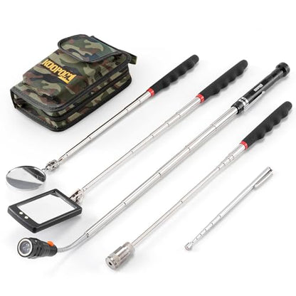 Telescoping Magnetic Pickup Tool Set, Inspection Mirror Telescoping, LED Flashlight, Cool Gadgets for Men, Stocking Stuffers, Gifts for Dad, Husband, Kids, Boyfriend, Magnet Stick (Camo) - color: Camouflage
