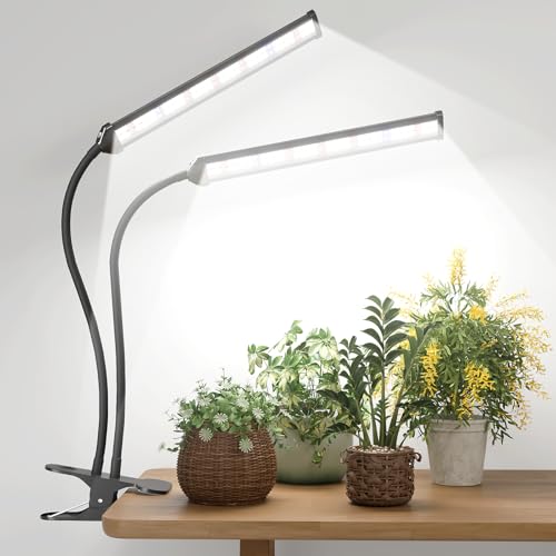 LED Grow Light,White Full Spectrum Clip Plant Growing Lamp | Desk Lamp with High Power Red Blue LEDs for Indoor Plants,Adjustable Gooseneck,Dimming & Optional Auto Timer - size: 75Watts