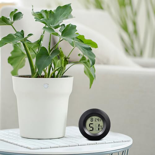 10 Pack Mini Hygrometer Thermometer - Digital Hygrometer Gauge LCD Monitor Temperature Humidity Meter Indoor Room Round Humidity Temperature Gauge for Greenhouse Home Kitchen - color: Black