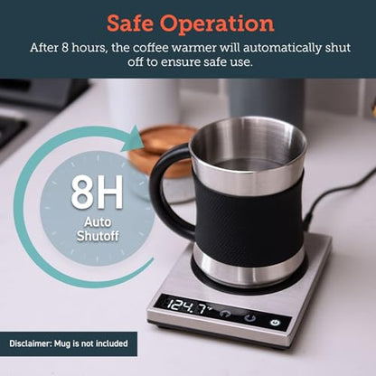 Cosori Coffee Mug Warmer for Desk, Office, 1°F Precise Temperature Control | Digital Cup Heater, Touch Tech & LCD Digital Display (77-194℉), 304 Stainless Steel