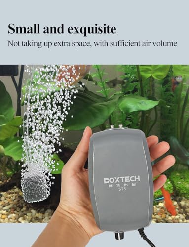 Aquarium Air Pump Grey, Fish Tank Air Pump with Accessories Adjustable Dual Outlet Oxygen Pump with 2 Air Stones Extra Large Air Volume for Up to 160 Gal Fish Tank 3.5W