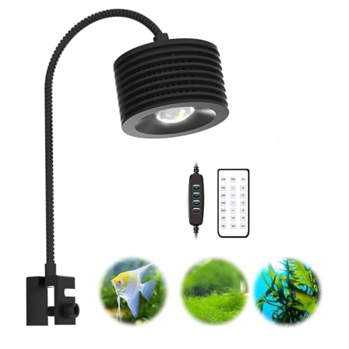 Lominie 16W Full Spectrum Aquarium Light, 4 Channels Remote Control，Adjustable Gooseneck Freshwater Super Bright Fish Tank Light for Planted Nano Freshwater Aquarium Tank