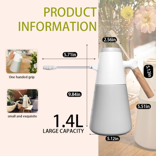 Electric Plant Sprayer, 1.4L Garden Mister with Long Nozzle Wand | Battery Powered Water Sprayer with 180° Rotating Adjustable Nozzle, Wood Handle for Plants, Gardening, Patio and Cleaning