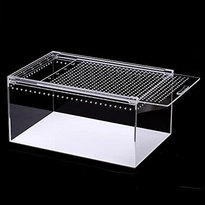 NANEEZOO Magnetic Enclosure for Spider, 12 x 8 x 6 Inch Reptile Breeding Box Terrarium Cage for Insect Tarantulas Amphibians Caterpillars Snail Clear Reptile Feeding Box