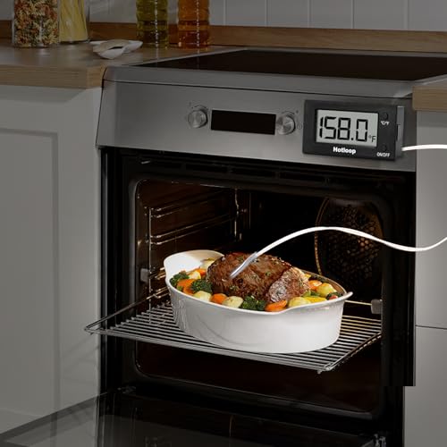 Digital Oven Thermometer with Probe Grill Meat Thermometer up to 572°F/300°C, Oven Thermometer Roasting for Barbecue Accessories for Kitchen, Roasting, Grill, Pizza-Black - color: Black