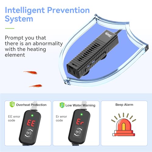 hygger Nano Submersible Aquarium Heater for 3-8 Gallon Fish Tank Betta Heater with Digital Display, Adjustable Temperature Controller 30Watt