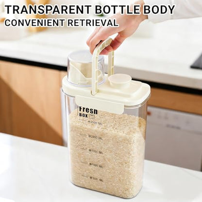 Air Tight Cereal Container Organizer-Two Pack 98oz Food Storage Container with Outlet Measuring Cup Lid, Ideal for Dry Food, Rice, Sugar, Pet Food dispenser - BPA free. (White). - color: White-2.8L*2