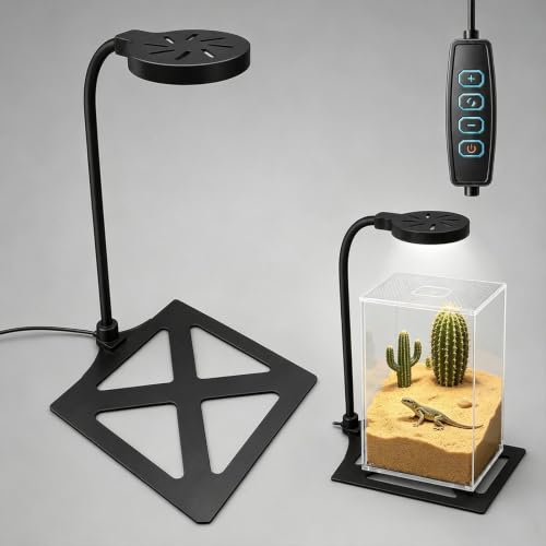 Jumping Spider Enclosure LED Light, 360 Degree Full Spectrum Reptile Enclosure Lights, Jumping Spider Enclosure Accessories for Potted Plants Succulents Miniature Landscape. (Black) - color: Black