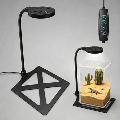 Jumping Spider Enclosure LED Light, 360 Degree Full Spectrum Reptile Enclosure Lights, Jumping Spider Enclosure Accessories for Potted Plants Succulents Miniature Landscape. (Black) - color: Black