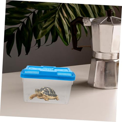 BESPORTBLE Portable Transparent Plastic Aquarium for Small Turtles Lightweight Travel Fish Tank with Lid Turtle Habitat and Easy to Clean Reptile Container for Pets