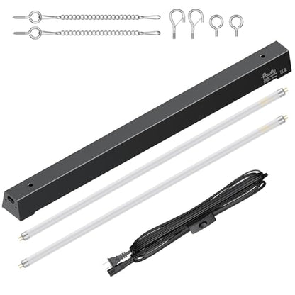 Pawfly T5 Reptile Light Combo Kit with 2 UVB Tubes, 10.0 UVB Light Fixture with Terrarium Hood and 24W Light Tubes for Bearded Dragon, Desert & Tropical Terrariums