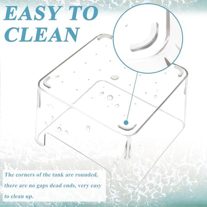 2 Pack Hermit Crab Water Tank, Cage Accessories With Climbing Ramp, Aquarium Salt Water Pool for Small or Medium Habitat Home Transparent - size: Small