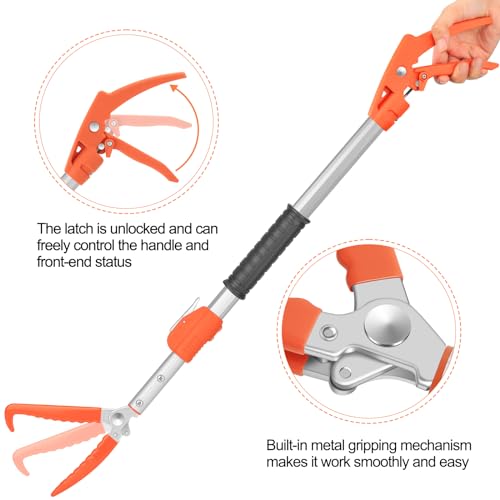 Snake Grabber Tool, 60” Professional Aluminum Alloy Telescopic Rattle Snake Tongs, Reptile Grabber Snake Catcher Wide Jaw Handling Tool with Lock - size: 60 inch