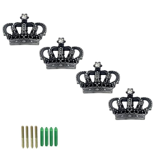 Crown Coat Hook, 4 Pcs Antique Decorative Wall Hooks, Wall Mounted Hanger Brackets Home Decor with Screws for Clothes, Hat, Bags, Key, Towel - color: Antique-Pewter