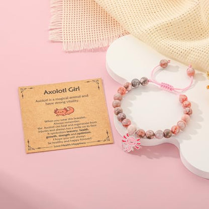 Axolotl/Horse Bracelet Gifts for Girls Kids, Charm Pearl Bead Bracelet Cute Stuff Birthday Jewelry for Daughter Granddaughter Teens - style: Axolotl-Girl-2