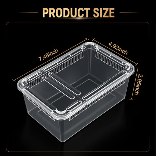 Irenare 20 Pcs Reptile Breeding Box Plastic Spider Enclosure Tarantula Feeding Box for Small Reptile Acrylic Carrier for Mantises, Hermit Crabs, Snails and Small Pet(7.48 x 4.92 x 2.95 Inch, Standard) - size: 7.48 x 4.92 x 2.95 Inch, style: Standard