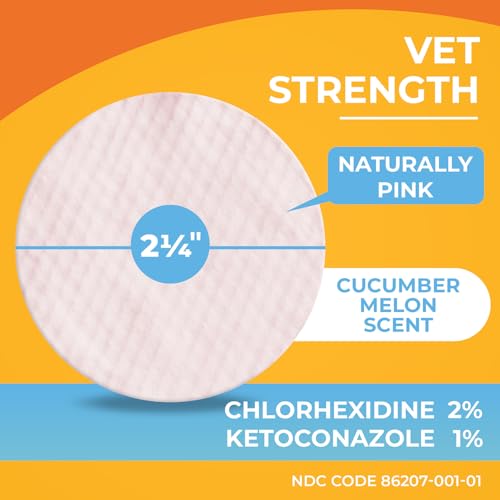 Antibacterial & Antifungal Medicated Wipes for Dogs and Cats – 100 Count - Chlorhexidine Wipes with Ketoconazole for the Treatment of Rashes, Skin Infections, Itchy Paws, and Pet Acne - size: 100