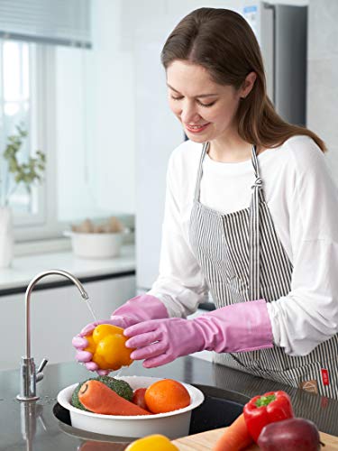 LANON wahoo Cleaning Gloves with Cotton Flocked Liner, Mauve Mist, Small | Skin-Friendly, Dish Washing, Reusable, Latex Free, DEHP-Free,Non-Slip, Dishwashing Household Kitchen Gloves - color: Mauve Mist, size: Small (Pack of 1)