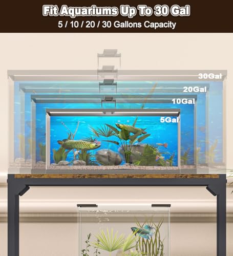 20-30 Gallon Aquarium Stand with 3-Tier Adjustable Storage Shelf | Heavy Duty Fish Tank Stand, Reptile Breeder Turtle Tank Terrarium Rack Table for Home Office, 31" L x 13" W x 32.2" H, Black