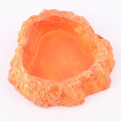 INOOMP Reptile Feeding Bowl and Water Dish Anti-Skid Orange Food Container for Lizard and Gecko Terrarium Supplies
