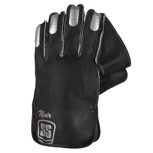 SS Noir Premium Cricket Wicket Keeping Gloves and Inner Gloves Included Combo - Youth Size, (Color Choice - White or Black)