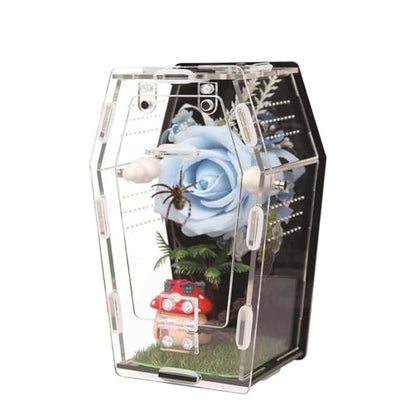 Clear Acrylic Reptile Enclosure with Magnetic Front Opening, Ventilated Small Pet Habitat and Breeding Box for Lizards, Geckos, Spiders, Insects and Amphibians, 7.09 x 3.94 x 2.68 Inches