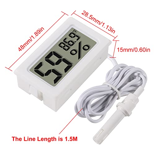 2-Pack Mini Digital Hygrometer Thermometer Gauge with Probe LCD Display Temperature Fahrenheit Humidity Meter for Incubator, Reptile Plant Terrarium, Humidor, Guitar Case, Greenhouse - color: 2PCS White