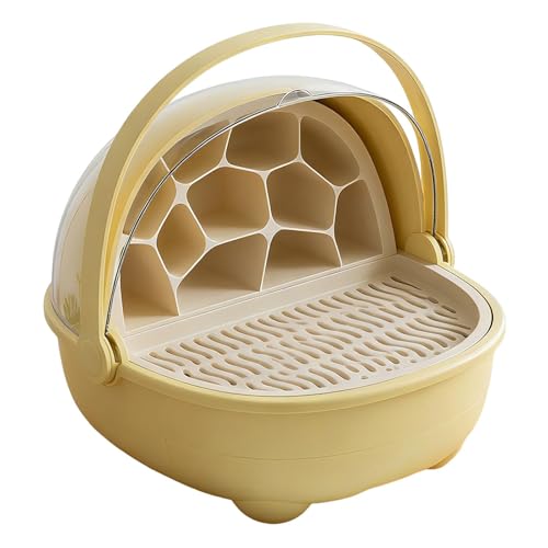 Silkworm Breeding Box Small Pet Feeding Container Transparent Removable Habitat Cage Portable Reptile House with PP for Turtle Frog Snake Suit, Yellow - color: Yellow