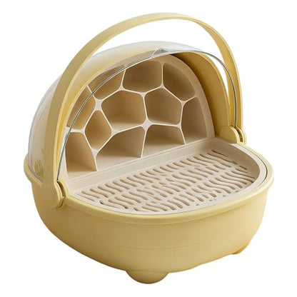 Silkworm Breeding Box Small Pet Feeding Container Transparent Removable Habitat Cage Portable Reptile House with PP for Turtle Frog Snake Suit, Yellow - color: Yellow