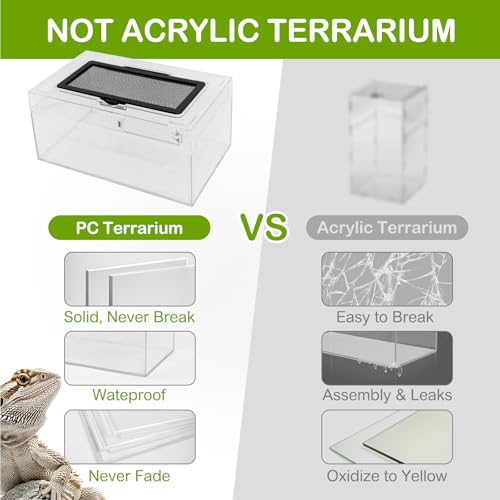 Reptile PC Terrarium Amphibian Tank Spider Enclosure Snake Cage 7x11.8x5.9inch Suitable for breeding Leopard Gecko,Frog,Hermit Crab,Lizards,Isopod,Tarantula,Turtles,Chameleons,Jumping Spiders - color: Transparent, size: Large