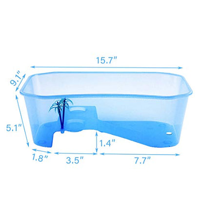 PINVNBY Plastic Turtle Tank Reptile Habitat Pet Terrariums Turtles Tank Aquarium Terrapin Topper Basking with Platform Plants,Durable,Safe, Non-Toxic(Blue) - color: Blue, size: 【1 PCS】