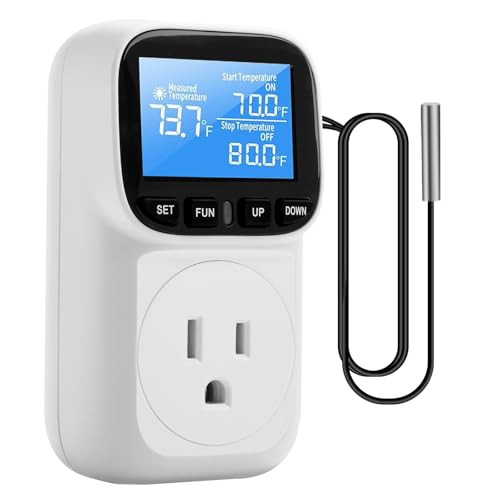 Diymore Digital Thermostat Controller, 1800W 120V/15A, -104°F to 210°F, Heating & Cooling Mode for Incubator, Greenhouse, Reptile Tank, Pool