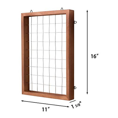 Mkono Air Plant Holder Hanging, 16" Wooden Wall Display Hanger Frame Decor | Unique Wire Shelf Design, Dual Mount & Tabletop, for Indoor Live Fern Succulent, Christma Plant Lover Gift, Airplant Excluded