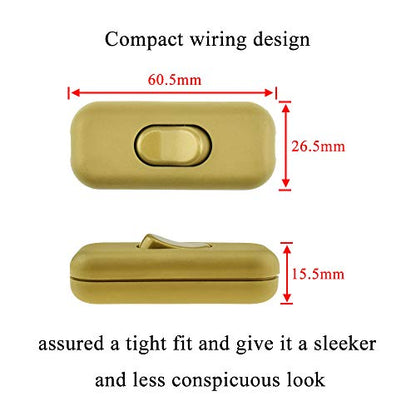 HAHIYO 6A 250V Inline Cord Switch Rocker Button Double Pole Feed-Through Control Switch Compact Wiring Design Easy Install Multi-Function 2 PCS for Kitchen Lights Bedroom Table Lamp Light Gauge Wire