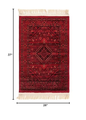 Unique Loom Tekke Collection Area Rug - Sheibani (2' 2" x 3' 1" Rectangle, Red/ Black) - size: 2' x 3'1" (Rectangular)