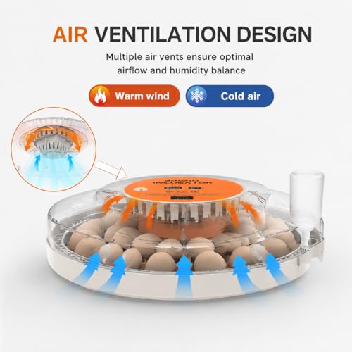 30 Egg Incubator with Automatic Egg Turning, Temperature Control and Humidity Monitor Incubators for Hatching Eggs, Chicken, Ducks, Goose, Pigeon, Quail, Parrot Incubator for Farm, Lab