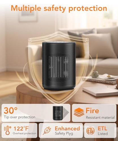 ZAFRO 1500W Space Heater with Remote, 24H Timer & Digital Thermostat | PTC Ceramic Fast Heat, 5 Heating Modes & Overheat Safety; Portable Electric Heater for Home, Office & Bedroom
