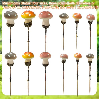37 Pcs Fairy Wild Garden Supplies, Miniature Mushrooms Statues with Fake Moss for Fairy Outdoor Garden Micro Landscape Terrarium Plant Pots Bonsai Decor