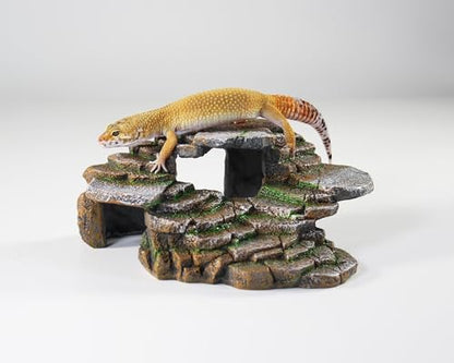 PENN-PLAX Reptology Shale Scape Step Ledge & Cave Hideout – Basking Area - Decorative Resin for Aquariums & Terrariums – Great for Reptiles, Amphibians, and Fish – Medium - size: Medium
