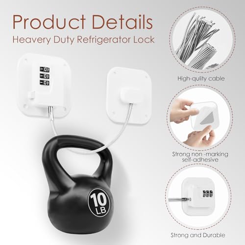 Refrigerator Lock, Combination Lock for Refrigerator Cabinets, Drawers, Heavy Duty Fridge Lock, Easy Install No Keys Needed, (White-3Pack) - color: White-3Pack