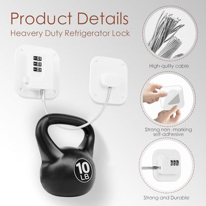 Refrigerator Lock, Combination Lock for Refrigerator Cabinets, Drawers, Heavy Duty Fridge Lock, Easy Install No Keys Needed, (White-3Pack) - color: White-3Pack