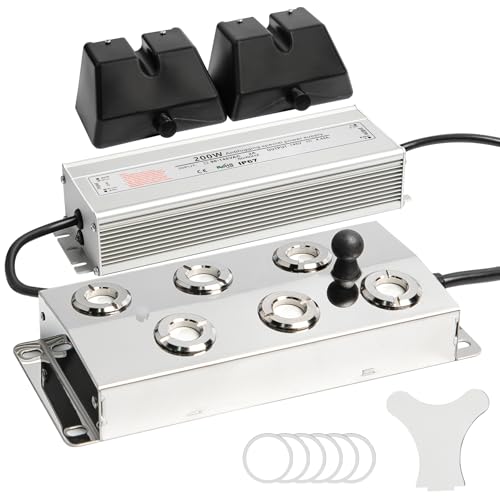 Ultrasonic Mist Maker Fogger 6 Heads, 5000ml/H Ultrasonic Fogger | 200W & IP67 Power Supply, with 2 Floats & 6 Atomizer Heads Replacements for Fountain Pond, Halloween - size: 6 Heads